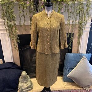 Carol Craig Vintage Olive lace suit jacket with skirt 50's-60's